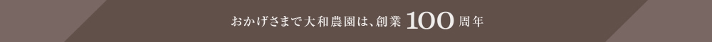 おかげさまで大和農園は、2020年に創業100周年を迎えます