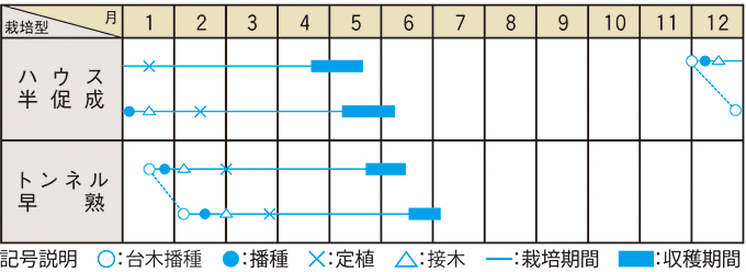 栽培適期表（近畿標準）