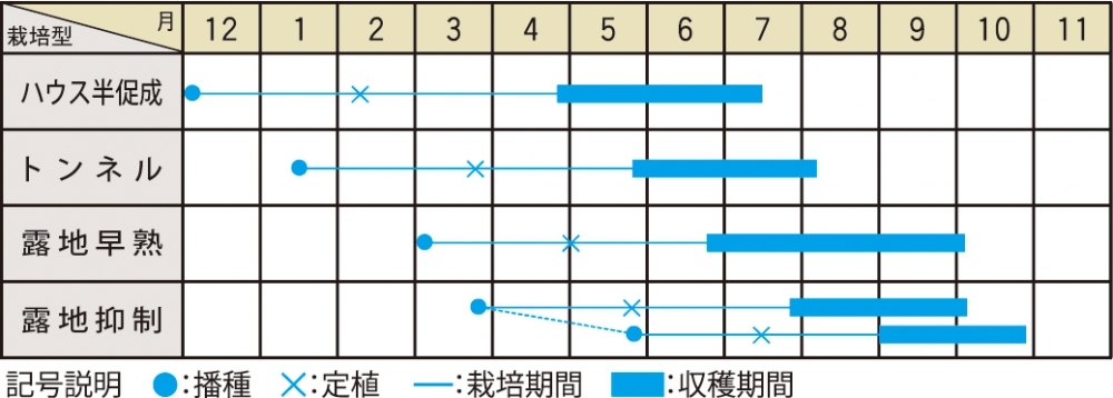 栽培適期表（近畿標準）